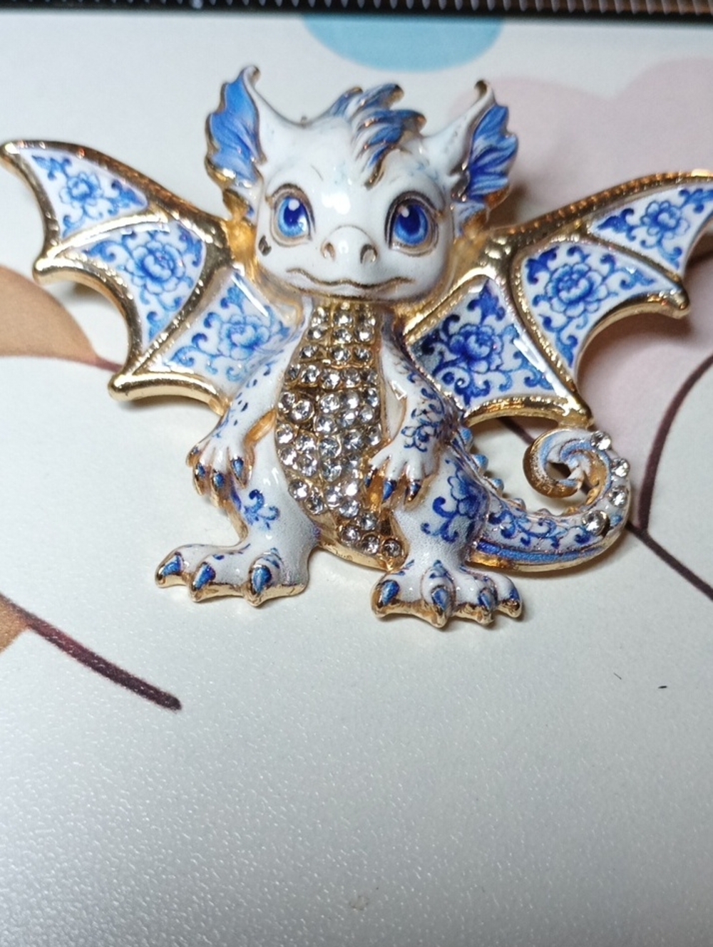 Crystal Dragon Brooch Victorian Style